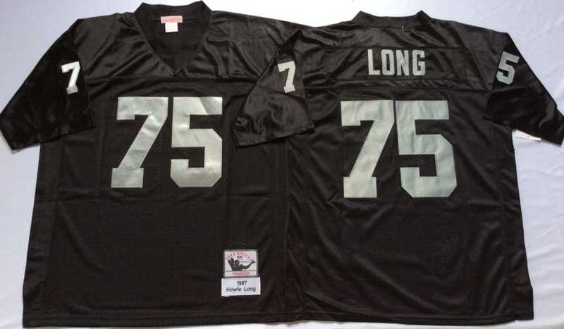 Raiders 75 Howie Long Black M&N Throwback Jersey->nfl m&n throwback->NFL Jersey